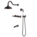 Oil Rubbed Bronze 3 Handle Shower Faucet Set