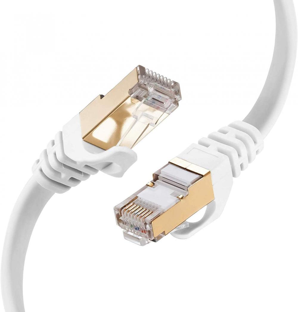 Cable Ethernet plano blindado Cat6a con enchufe RJ45