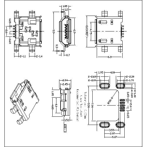 MUFM28 28-MICRO USB B REC.MID MOUNT THROUGH HOLE ASS'Y ON BOARD 1.52MM 