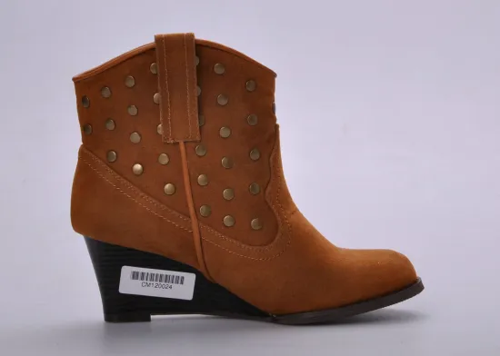 Custon Comfortable Cowboy Womens Booties Shoes With Stacked Heel