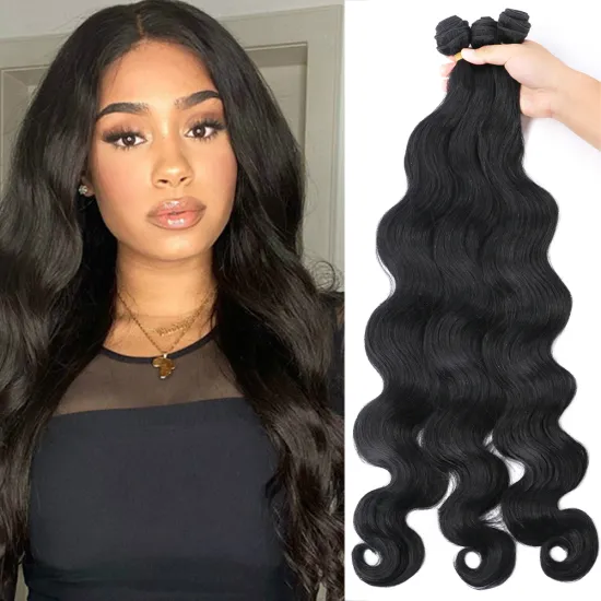 26 Inch 100g Soft Long Synthetic Hair Weave in Ombre Brown to Blonde with Body Wave Pattern: Ponytail Hair Extensions Bundle