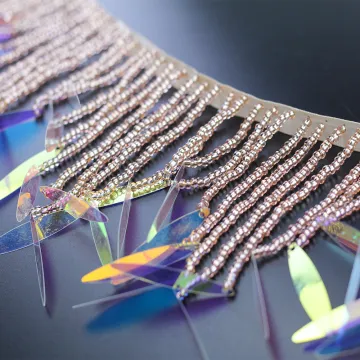 High-Quality 12 cm Iridescent Sequin Glitter Beaded Fringe Tassel Lace Trim: Handmade and Sparkling Trim Decorations