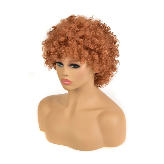 Popular African Natural Synthetic curly Hair Lace Front Wigs Brown Wig afro curl spring twist synthetic hair wig for black women