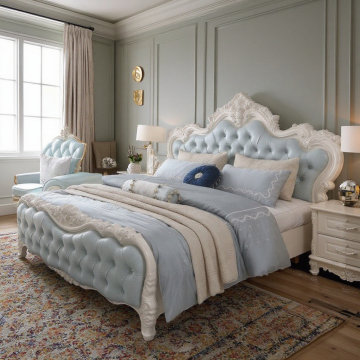 High-Quality Italian Design Princess Box Bed - Solid Wood Bed for Home Use (1.8m Double, King & Queen Sizes)