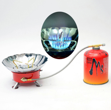 Foldable Round Lotus Ultra Light Butane Gas Stove for Mini Outdoor Camping with Windshield