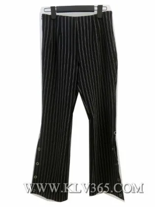 Office Ladies Striped Long Flared Pants