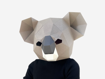 Kreativ Låg Poly Koala Papercraft Mask Design