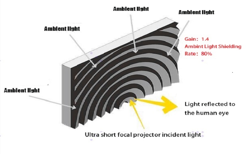 Short throw black diamond fresnel projection screen