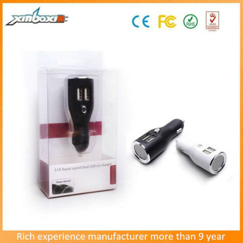 2017 promotional dual usb car charger, 2.1a usb car charger 2 port, 12v output oem logo car charger