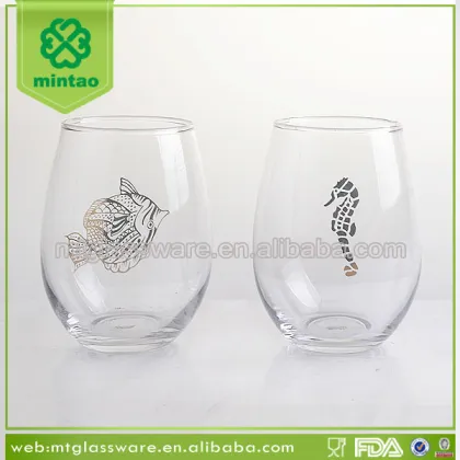 Ocean Fish and Hippocampus Stemless Wine Glass Cup