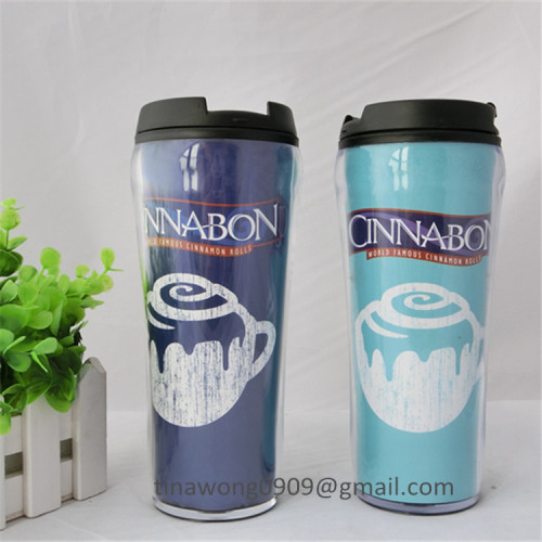 2014 new 16OZ 450ml plastic travel mug insert paper for promotion