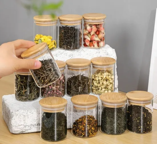 Kitchen Round Glass Spice Storage Jars