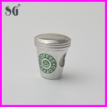 coffee cup enamel 925 sterling silver charms and beads with 4.5mm hole