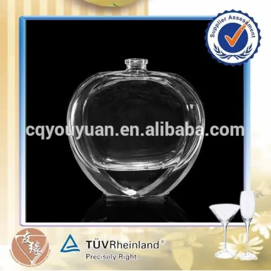 Brand name heavy weight elegant shaped small perfume clear glass bottle 100ml