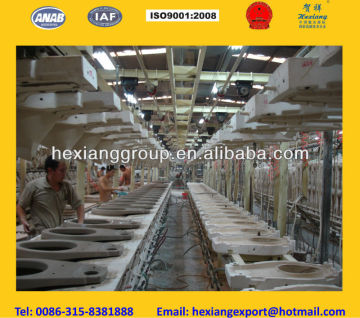 Rim body stick casting producing line for toilet bowls