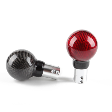Universal Ball Manuel Red Aluminum Real Carbon Fiber Round Gear Shift Knob