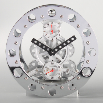 White Metal Bell Alarm Gear Clock