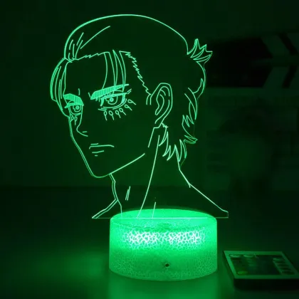 Levi Ackerman Acrylic 3D Lamp: An Attack on Titan Child Gift and LED Bedside Night Light for Anime Fans