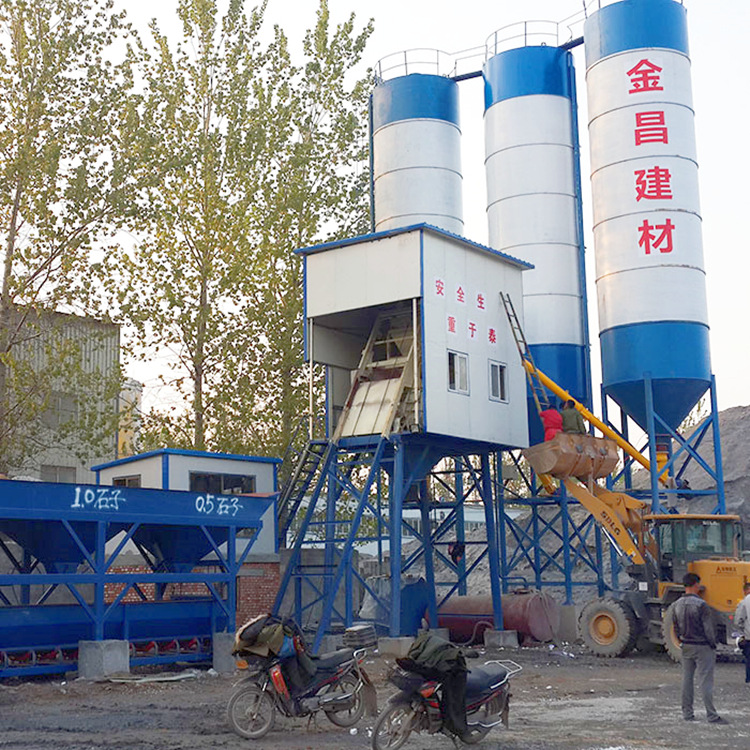 HZS75 automatic mixing electrical concrete batching plant