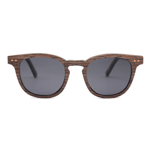 Round Polarised Wooden Sunglasses