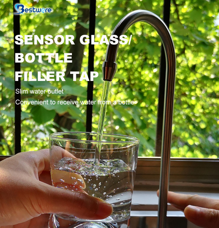 Adjustable sensor drinking water bubble faucet