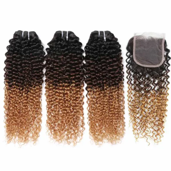 X-TRESS Wholesale Ombre 3 Colors Hair Bundles With Closure Kinky Curly Wave Hair Extension High Quality Hair From Xuchang
