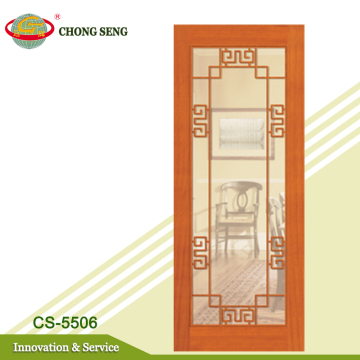 CS-5506 artificial decorated mdf mirror sliding door