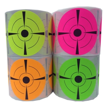 200Pcs/Roll 3 inch Target Paper Shooting Stickers - Fluorescent Orange Adhesive Reactive Targets