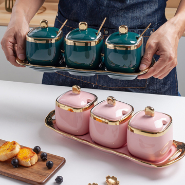 Home Use Kitchen Ceramic Spice Jar Set for Spice Rack