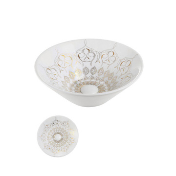 European Design Glazed Ceramic Countertop Gold Basin