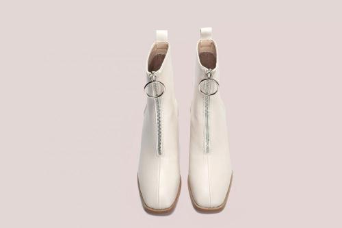 2021 high square heel front zipper lady boots