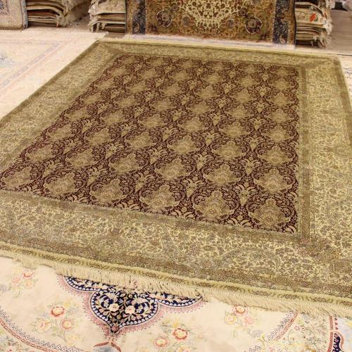 8'x10' Handmade Oriental Kashmir Silk Carpet