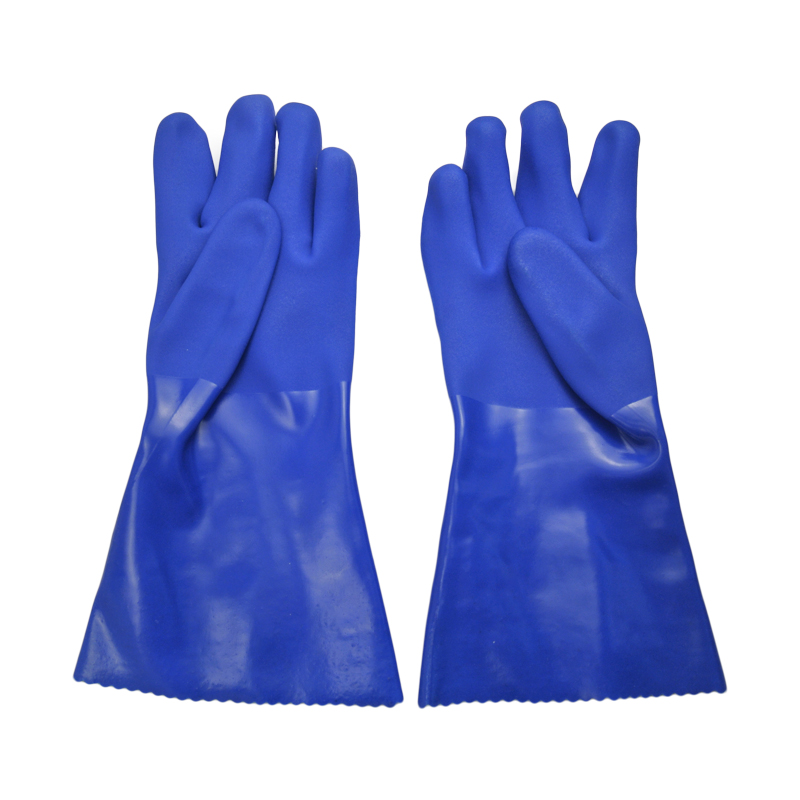 Blue PVC coated gloves 14''