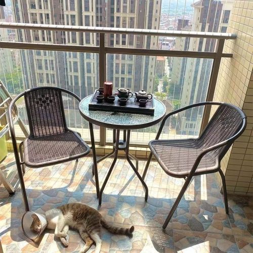 White Metal Frame Glass Folding Garden Table