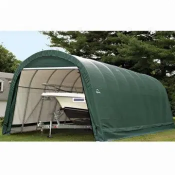 Car Shelter, Galvanized Steel Frame, PE/PVC Cover, Sized 3.66 x 6.1 x 2.44m