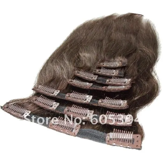 Fashion factory price kinky straight clip in hair extensions 100 human hair