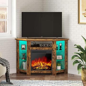 Fireplace Corner TV Stand and LED Lights