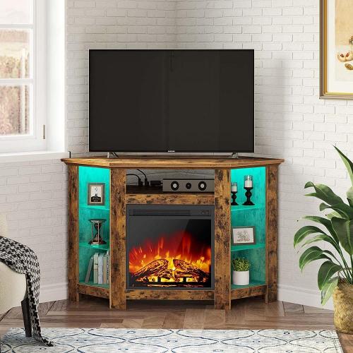 Kamin-Eck-TV-Stand- und LED-Leuchten