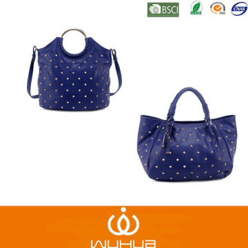 2014 New Fashion Blue Studded Pu Handbags/Bags