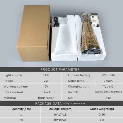 Nordic 5200mAh Rattan Table Lamp for Home, Office & Wedding Decorations