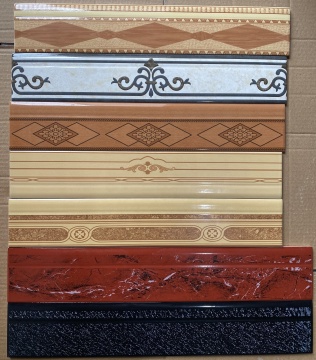 Ceramic Skirting Tiles 90X500mm and 90x600mm: 3D Inkjet Designs in Black, Beige, and White for Yemen
