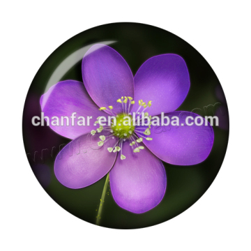 Purple color flower pattern glass snap buttons jewelry for leather jewelry (12mm,18mm)