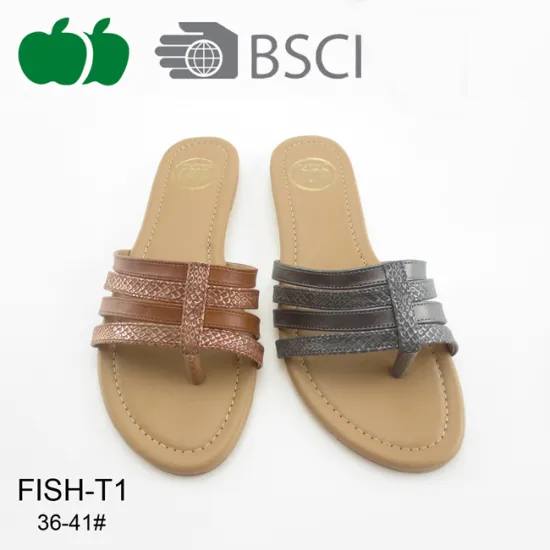 New Design Ladies Pu Fashion Slippers