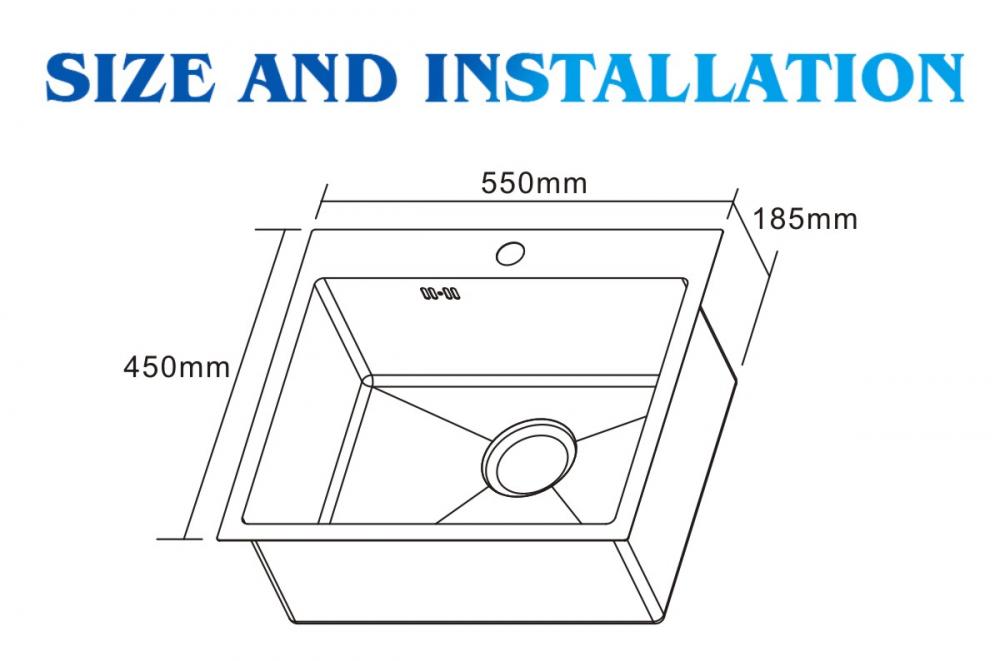 550mm Single Bowl Sink