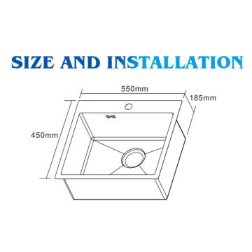 Stal nierdzewna 550 mm*450 mm ręcznie robiony zlew kuchenny