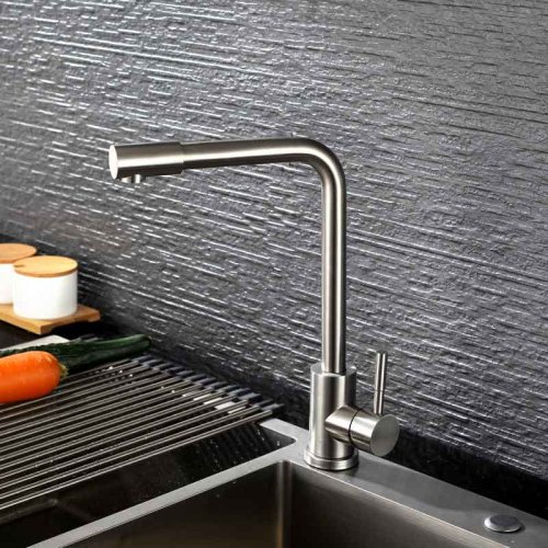 Brushed Surface Single Hole 304 Stainless-Steel Sink Faucet