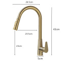 Tuqiu Kitchen Faucet Black Pull Out Kitchen Tap Brushed Gold Pull Down Kitchen Mixer Rotating Sink Faucet Mixer Tap SUS 304