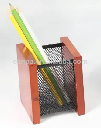 China Supplier Hot sale Wooden Mesh Pen Holder/Pencil Holder/Pen Stand