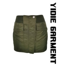 Mini faldas de aviador verde impermeable para mujer