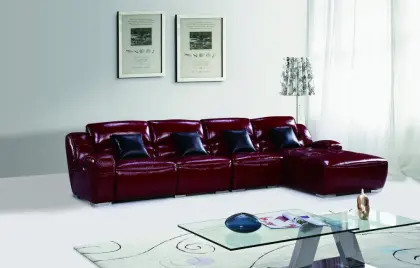 Auto reclining home leather sofa corner sofa with chaise